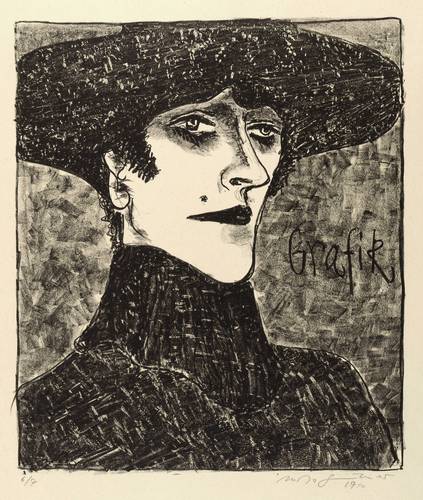 Günther, Herta -  -  - Dame mit Rollkragen und Hut