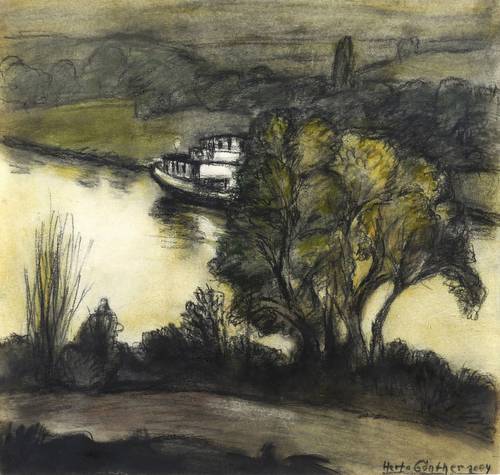 Günther, Herta -  -  - Elbe mit Dampfer