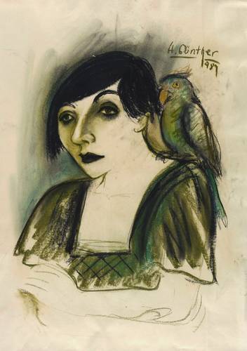 Günther, Herta -  -  - Mädchen mit Papagei