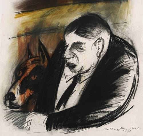 Günther, Herta -  -  - Mann mit Hund