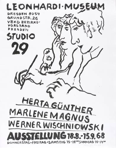 Günther, Herta - Ausstellungsplakat Leonhardi-Museum Dresden - Ausstellungsplakat Leonhardi-Museum Dresden - Herta Günther, Marlene Magnus & Werner Wischniowski