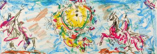 Hassebrauk, Ernst -  -  - Kaminuhr mit Porzellanfiguren