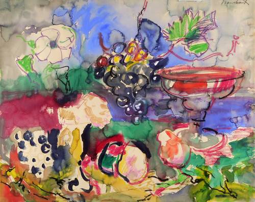 Hassebrauk, Ernst -  -  - Großes Stillleben mit Glasschale