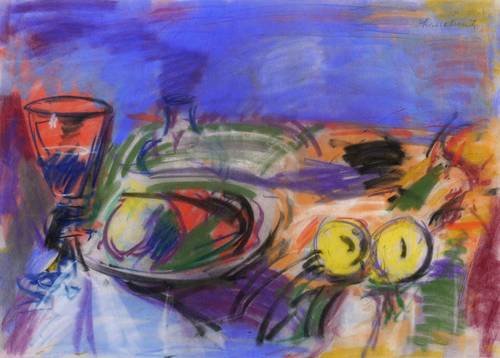 Hassebrauk, Ernst -  -  - Stillleben mit Weinglas und Zitronen