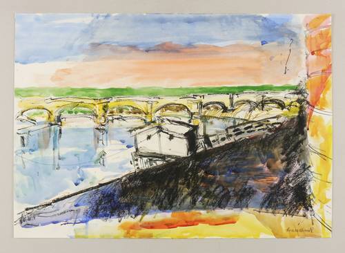 Hassebrauk, Ernst -  -  - Elbbrücke Pirna mit Dampfschifflandeplatz