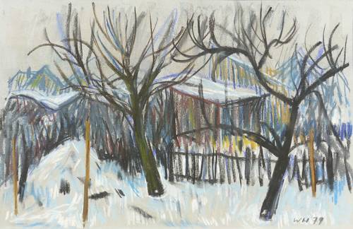 Haselhuhn, Werner -  -  - Winterlicher Garten am Blauen Wunder