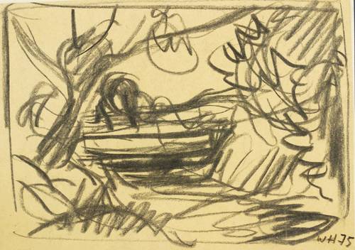 Haselhuhn, Werner -  -  - Kleine Landschaft mit untergehender Sonne