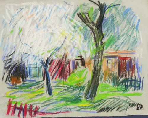 Haselhuhn, Werner -  -  - Blühende Obstbäume im Garten