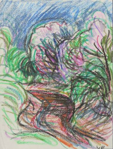 Haselhuhn, Werner -  -  - Blühende Bäume am Wegrand