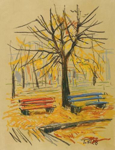 Haselhuhn, Werner -  -  - Parkbänke im Herbst