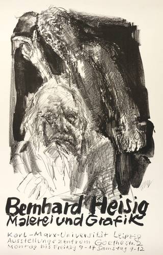 Heisig, Bernhard - Ausstellungsplakat Universität Leipzig - Ausstellungsplakat Universität Leipzig - Selbst mit aufgestützem Kopf