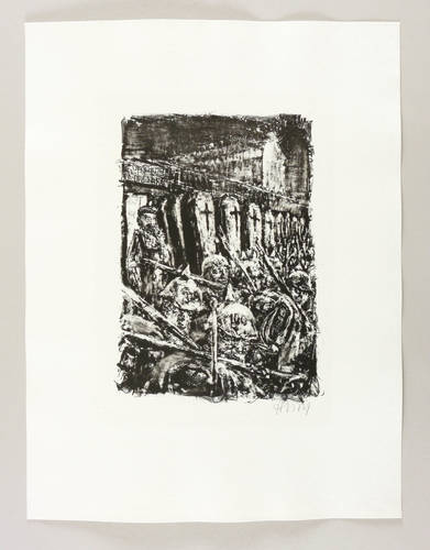 Heisig, Bernhard - Krieg (24 Lithografien zu Ludwig Renn) - Krieg (24 Lithografien zu Ludwig Renn) - Ohne Titel (Särge und Rekruten)