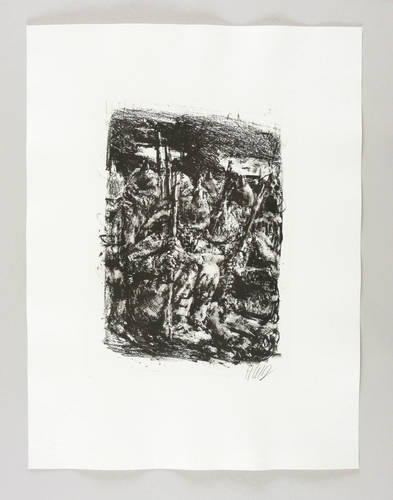 Heisig, Bernhard - Krieg (24 Lithografien zu Ludwig Renn) - Krieg (24 Lithografien zu Ludwig Renn) - Ohne Titel (Zusammengekauerte Infanteristen)