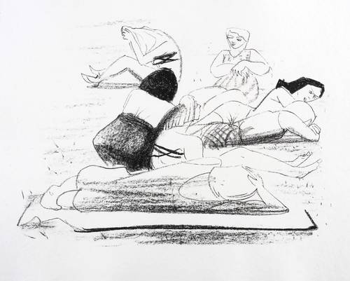 Hegenbarth, Josef -  -  - Am Badestrand II (Sich sonnende Frauen)