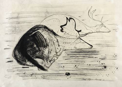 Hegenbarth, Josef -  -  - Liegende Hirsche