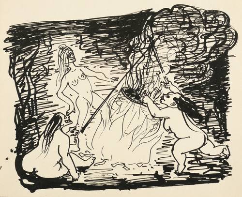 Hegenbarth, Josef - Dramen (Shakespeare) - Dramen (Shakespeare) - Die drei Hexen (Macbeth, IV. Akt 1. Szene)
