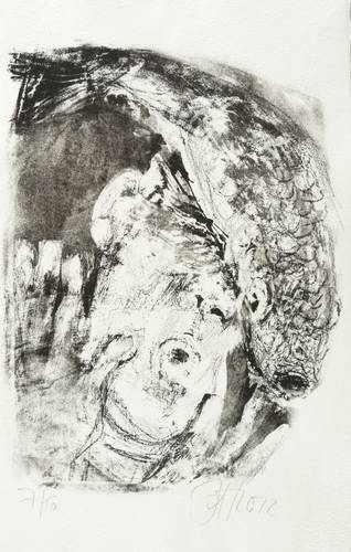 Heisig, Johannes -  -  - Kopf mit Forelle