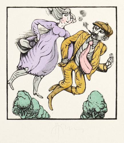 Hirsch, Karl-Georg -  -  - Paar über Baumallee schwebend