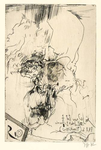 Janssen, Horst -  -  - 1/2 tot vor Glück oder auch 1 Fabeltier (Selbstbildnis)