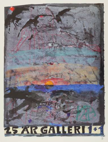Janssen, Horst - Ausstellungsplakat Galleri 1+1 Helsingborg - Ausstellungsplakat Galleri 1+1 Helsingborg - Sonnenuntergang am Meer