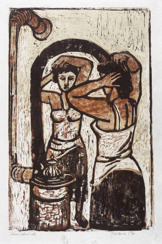 Jüchser, Hans -  -  - Helga am Spiegel, sich kämmend