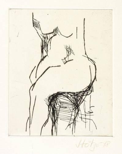 Stötzer, Werner -  -  - Akt, auf einem Stuhl sitzend