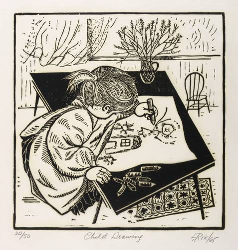 Rix, Lauretta -  -  - Zeichnendes Kind (Child drawing)