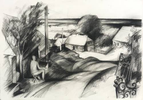 Richter, Gerenot -  -  - Ohne Titel (Zeichner im Dorf)