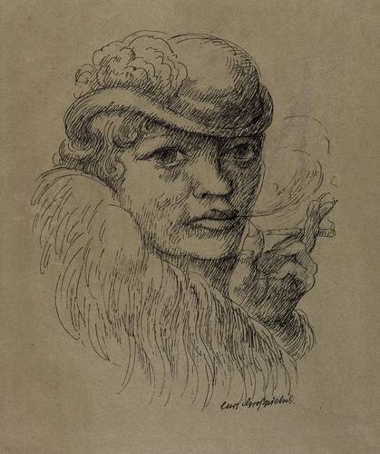 Großpietsch, Curt -  -  - Dame mit Zigarette