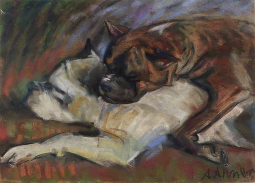 Ahner, Alfred -  -  - Zwei Bulldoggen