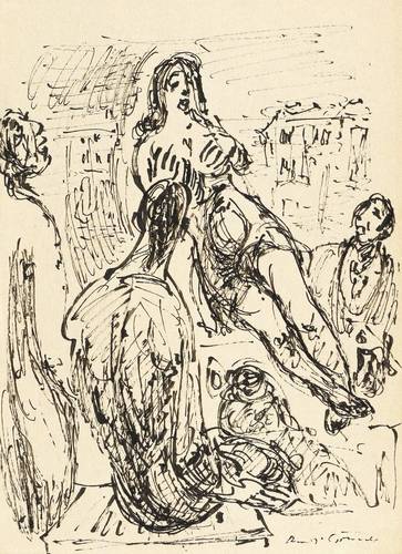 Gruner, Rudi -  -  - Schwebende Frau mit Bewunderern