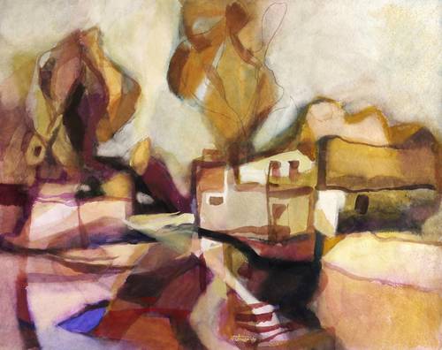 Körner, Gottfried -  -  - Häuser am Fluss