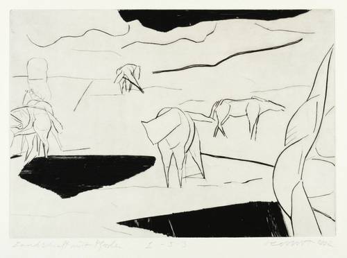Kuhrt, Rolf -  -  - Landschaft mit Pferden
