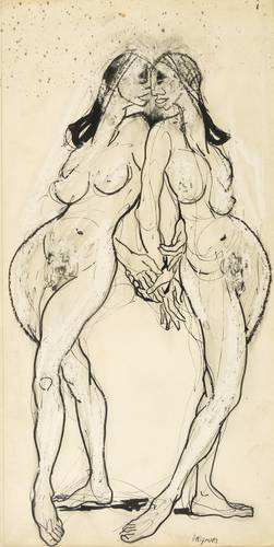 Dellgruen, Franziskus -  -  - Zwei stehende weibliche Akte