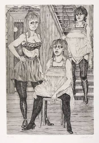 Schütt, Franz Theodor -  -  - Drei Damen im Bordell