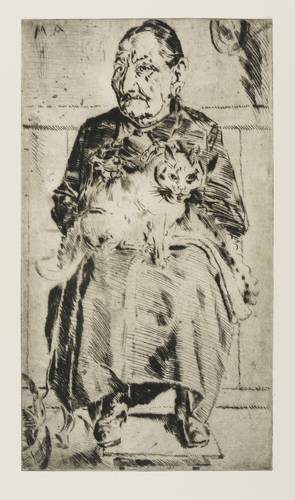 Ackermann, Max -  -  - Sitzende Alte mit Katze (Frau mit Katze)