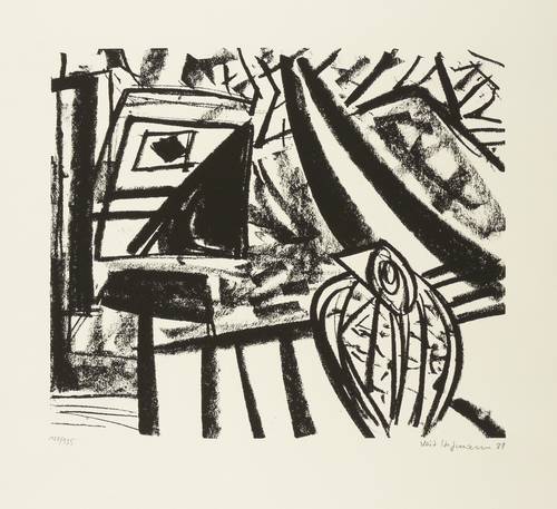 Hofmann, Veit -  -  - Ohne Titel (Vogel auf dem Dach)