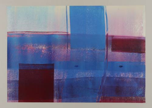Berger, Roland R -  -  - Ohne Titel (Streifen in Weinrot & Blau)