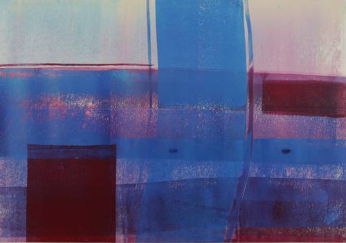 Berger, Roland R -  -  - Ohne Titel (Streifen in Weinrot & Blau)