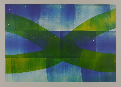 Berger, Roland R -  -  - Ohne Titel (Streifen in Blau & Grün)