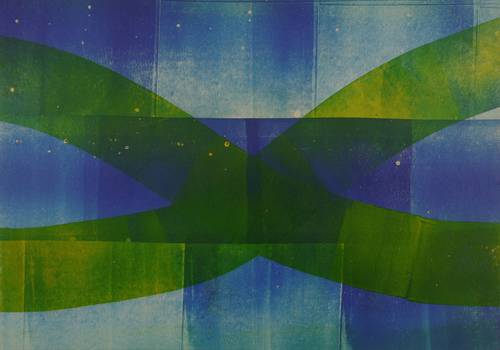 Berger, Roland R -  -  - Ohne Titel (Streifen in Blau & Grün)