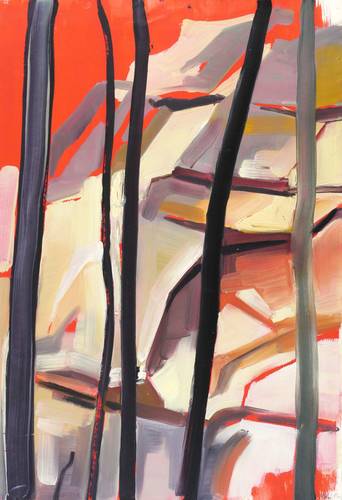 Kern, Anne -  -  - Felsen hinter Baumstämmen