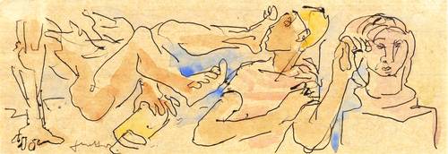 Kettner, Gerhard -  -  - Bildhauer mit Aktmodell