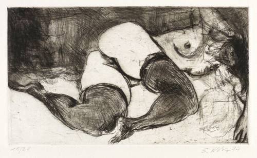 Klotz, Siegfried -  -  - Liegender weiblicher Akt mit Strümpfen