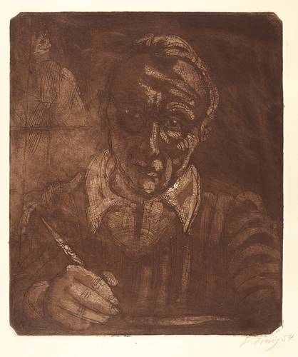 Körnig, Hans -  -  - Selbstbildnis (Selbst beim Zeichnen)