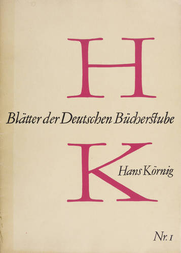 Körnig, Hans - Blätter der Deutschen Bücherstube - Blätter der Deutschen Bücherstube - 