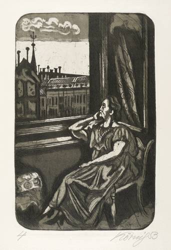 Körnig, Hans -  -  - Ohne Titel (Meine Frau am Fenster)