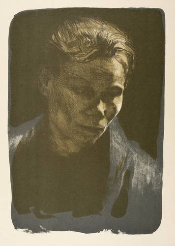 Kollwitz, Käthe -  -  - Bildnis einer Arbeiterfrau mit blauem Tuch