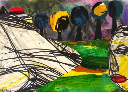 Kretschmer, Katharina -  -  - o. T. (Landschaft mit Gesicht)