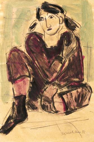 Kretschmer, Katharina -  -  - Unbehaglich (Sitzendes Mädchen)